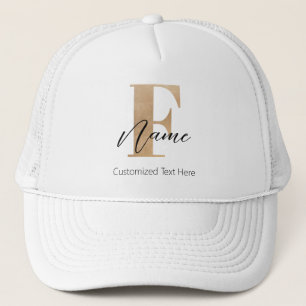 Modern Monogrammed Initial F & Name Personalised Trucker Hat