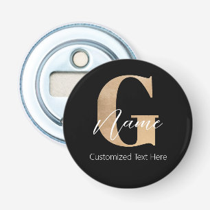 Modern Monogrammed Initial G & Name Personalised Bottle Opener