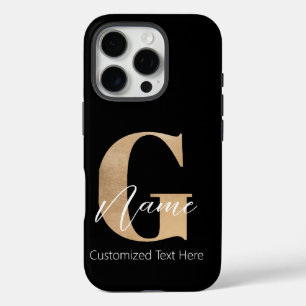 Modern Monogrammed Initial G & Name Personalised iPhone 16 Pro Case