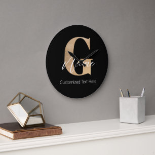 Modern Monogrammed Initial G & Name Personalised Large Clock