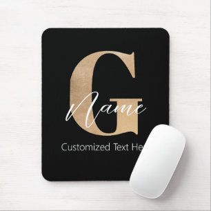 Modern Monogrammed Initial G & Name Personalised Mouse Pad