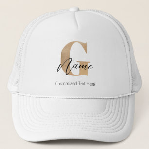 Modern Monogrammed Initial G & Name Personalised Trucker Hat
