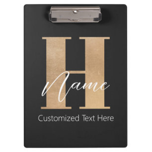Modern Monogrammed Initial H & Name Personalised Clipboard