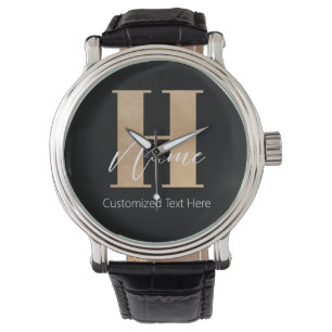 Modern Monogrammed Initial H & Name Personalized Watch