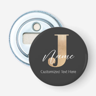 Modern Monogrammed Initial J & Name Personalised Bottle Opener