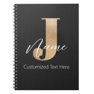 Modern Monogrammed Initial J & Name Personalised Notebook