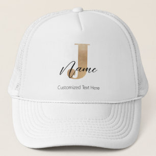 Modern Monogrammed Initial J & Name Personalised Trucker Hat