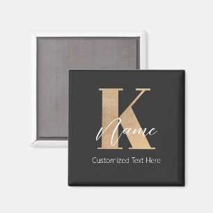 Modern Monogrammed Initial K & Name Personal Magnet