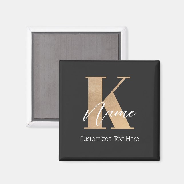 Modern Monogrammed Initial K & Name Personal Magnet (Front/Back)