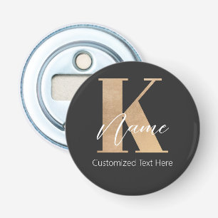 Modern Monogrammed Initial K & Name Personalised Bottle Opener