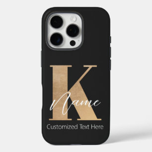 Modern Monogrammed Initial K & Name Personalised iPhone 16 Pro Case