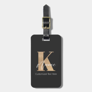 Modern Monogrammed Initial K & Name Personalised Luggage Tag