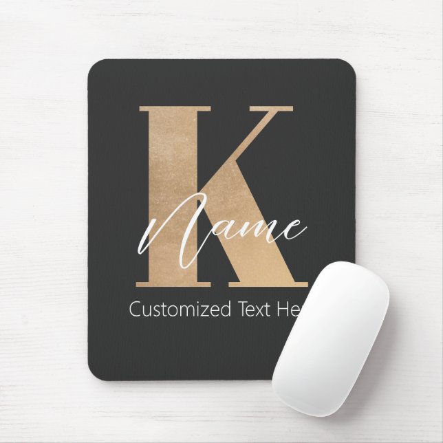 Modern Monogrammed Initial K & Name Personalised Mouse Pad (With Mouse)