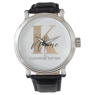 Modern Monogrammed Initial K & Name Personalised Watch