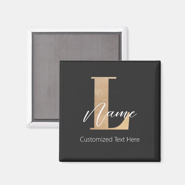Modern Monogrammed Initial L & Name Personal Magnet (Front/Back)