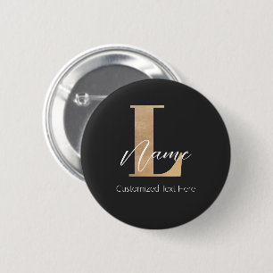 Modern Monogrammed Initial L & Name Personalised 6 Cm Round Badge