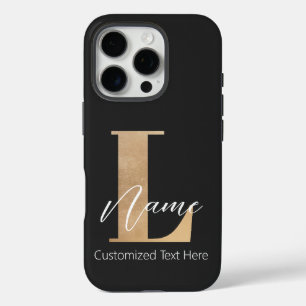 Modern Monogrammed Initial L & Name Personalised iPhone 16 Pro Case
