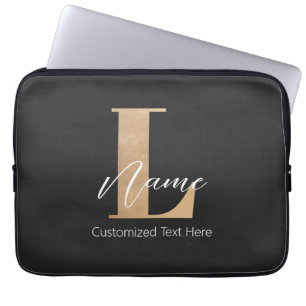 Modern Monogrammed Initial L & Name Personalised Laptop Sleeve