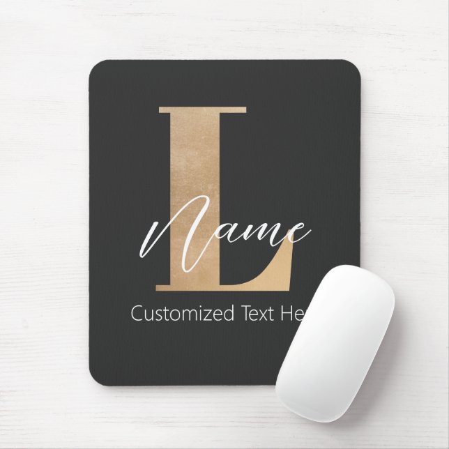 Modern Monogrammed Initial L & Name Personalised Mouse Pad (With Mouse)