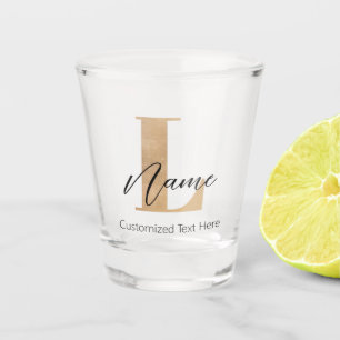 Modern Monogrammed Initial L & Name Personalised Shot Glass