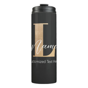 Modern Monogrammed Initial L & Name Personalised Thermal Tumbler