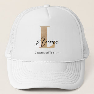 Modern Monogrammed Initial L & Name Personalised Trucker Hat