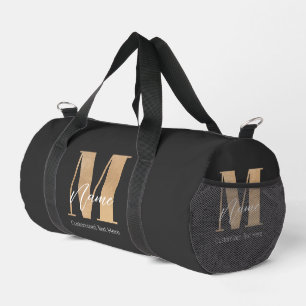 Modern Monogrammed Initial M & Name Personalised Duffle Bag