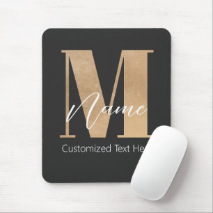 Modern Monogrammed Initial M & Name Personalised Mouse Pad