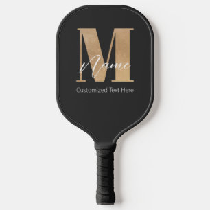 Modern Monogrammed Initial M & Name Personalised Pickleball Paddle