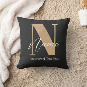 Modern Monogrammed Initial N & Name Personalised Cushion