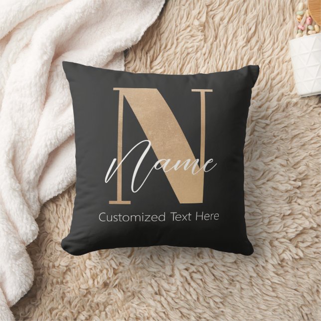 Modern Monogrammed Initial N & Name Personalised Cushion (Blanket)