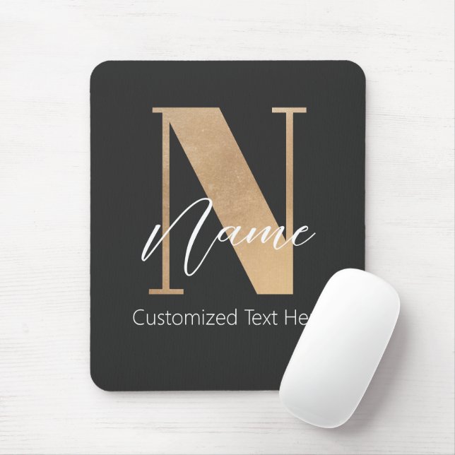 Modern Monogrammed Initial N & Name Personalised Mouse Pad (With Mouse)