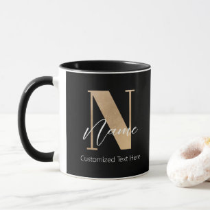 Modern Monogrammed Initial N & Name Personalised Mug