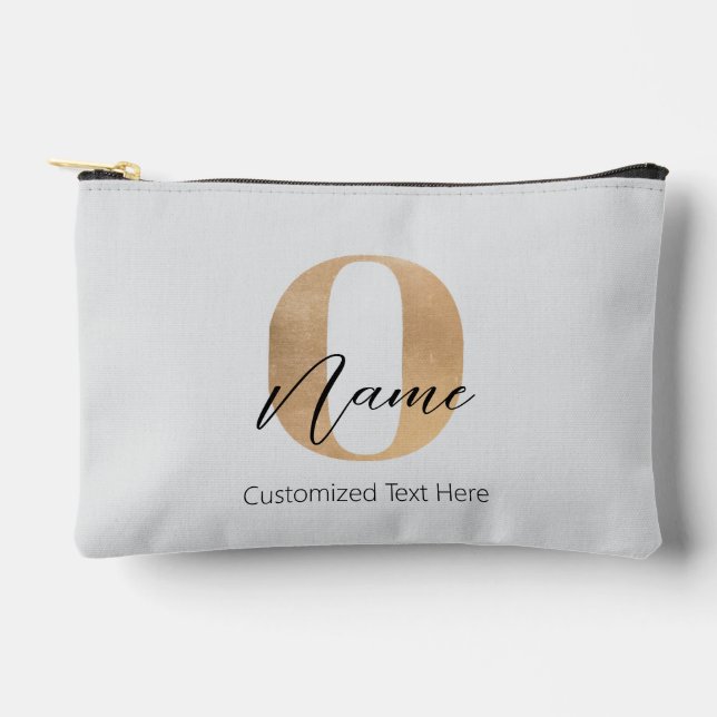 Modern Monogrammed Initial O & Name Personalised Accessory Pouch (Front)