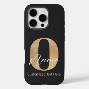 Modern Monogrammed Initial O & Name Personalised iPhone 16 Pro Case