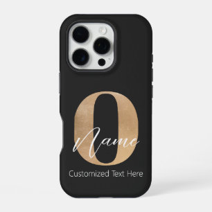 Modern Monogrammed Initial O & Name Personalised iPhone 16 Pro Case