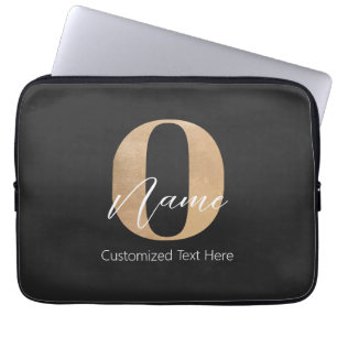 Modern Monogrammed Initial O & Name Personalised Laptop Sleeve