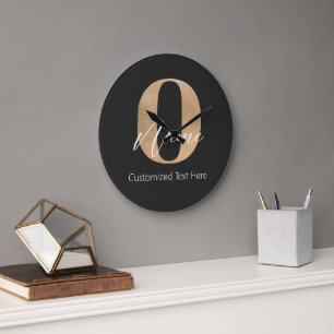 Modern Monogrammed Initial O & Name Personalised Large Clock