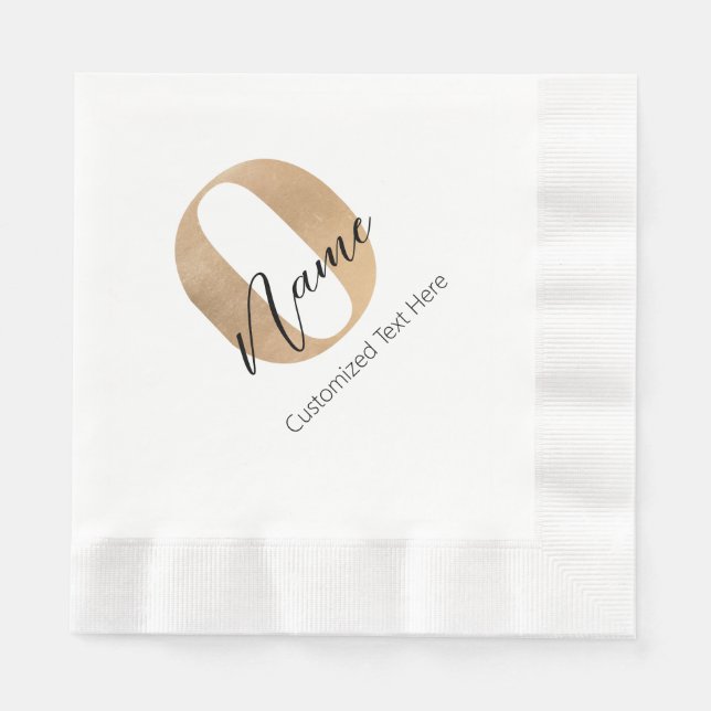 Modern Monogrammed Initial O & Name Personalised Napkin (Front)
