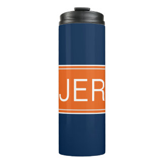 Modern Monogrammed Initial Orange Blue Cute Drink Thermal Tumbler