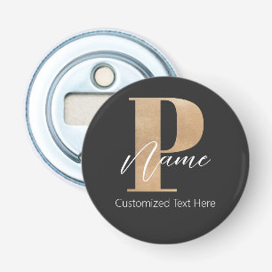 Modern Monogrammed Initial P & Name Personalised Bottle Opener