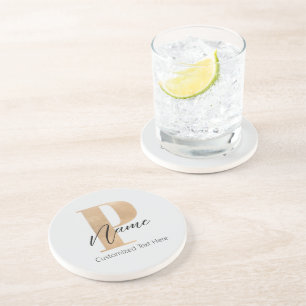 Modern Monogrammed Initial P & Name Personalised Coaster