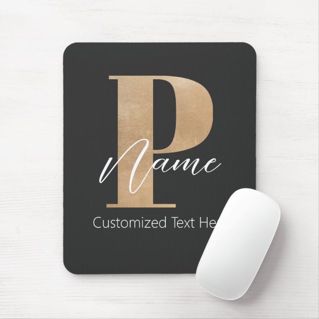 Modern Monogrammed Initial P & Name Personalised Mouse Pad (With Mouse)