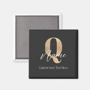 Modern Monogrammed Initial Q & Name Personal Magnet