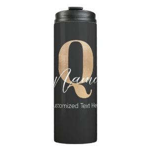 Modern Monogrammed Initial Q & Name Personalised Thermal Tumbler