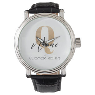 Modern Monogrammed Initial Q & Name Personalized Watch