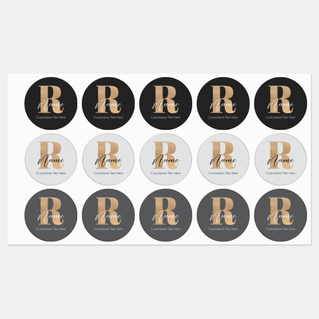 Modern Monogrammed Initial R & Name Personalised (Sheet)