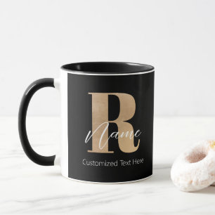 Modern Monogrammed Initial R & Name Personalised Mug