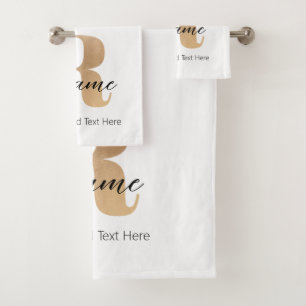 Modern Monogrammed Initial R & Name Personalized Bath Towel Set
