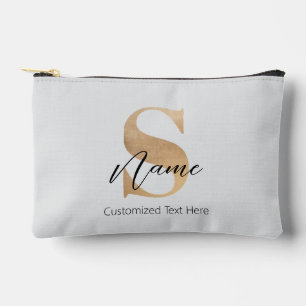 Modern Monogrammed Initial S & Name Personalised Accessory Pouch